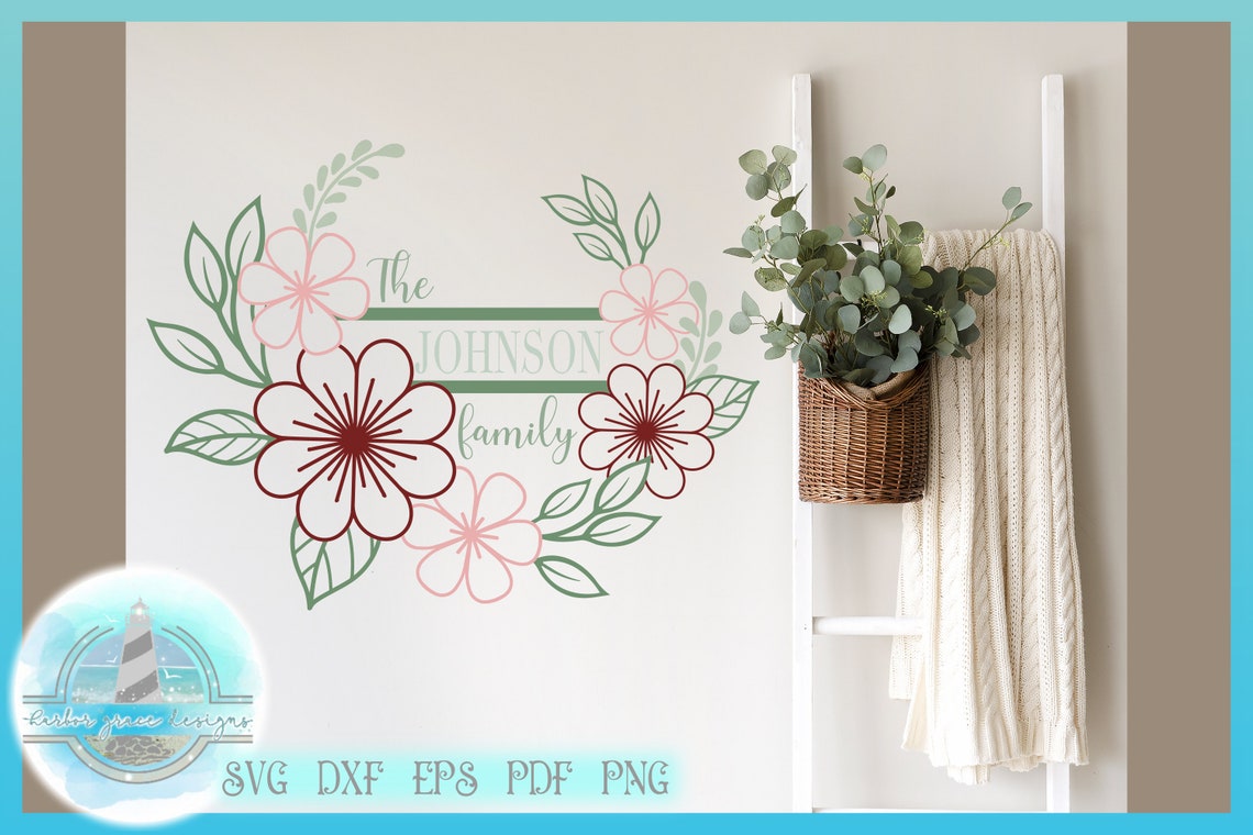 Farmhouse Style Split Frame Family Monogram Round Sign Bundle SVG Files ...