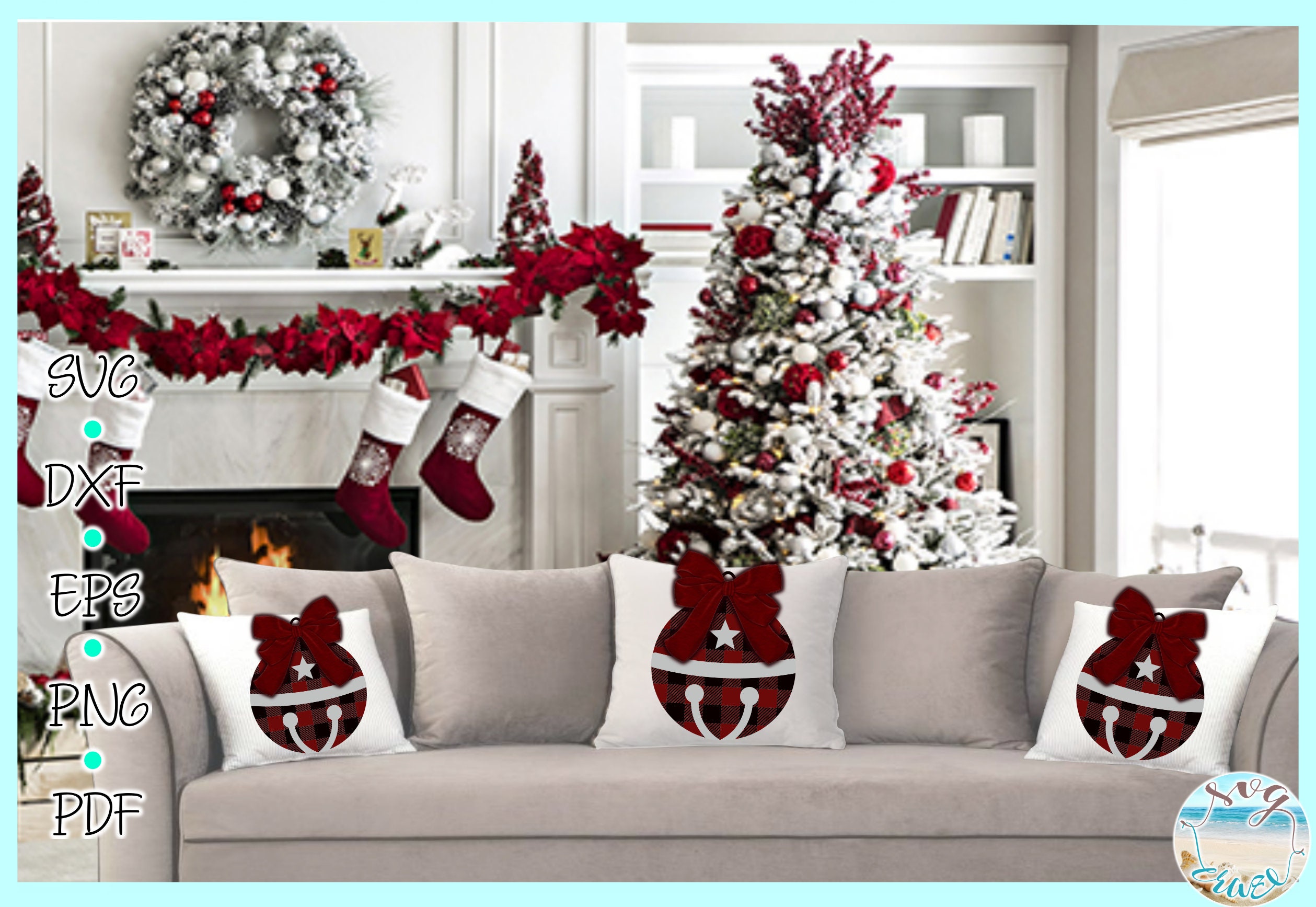 Jingle Bell Buffalo Plaid Christmas SVG Files for Cricut Silhouette ...