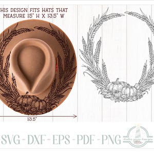 Kürbisse und Weizenhut Brennendes Design - Für Pyrographie - SVG Dateien für Cricut Silhouette - Dxf Eps Pdf Png und Word Dokument inklusive