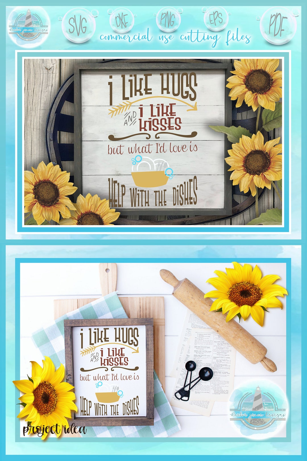 I Like Hugs Kisses Love Help With Dishes Kitchen Quote SVG Files for ...