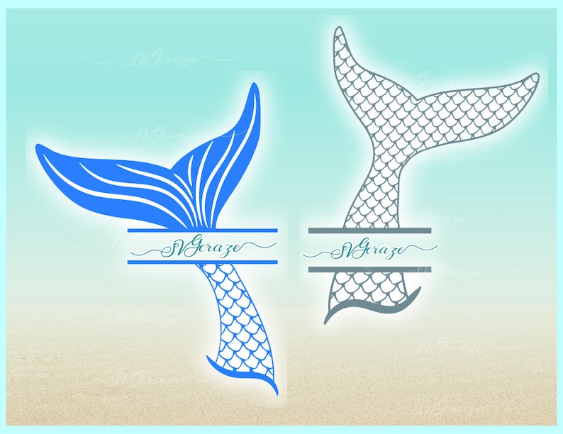 Download Mermaid Tail Monogram Split Frame Bundle SVG Files for ...