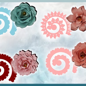 Rolled Flower SVG Bundle 17 Rolled Paper Flower Templates Paper Cutting ...