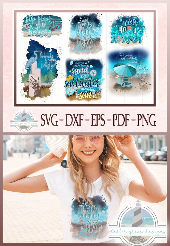 Beach Quotes Sublimation Tshirt Design Bundle - Summer Sublimation Clipart PNG images - 300 dpi png for sublimation printing