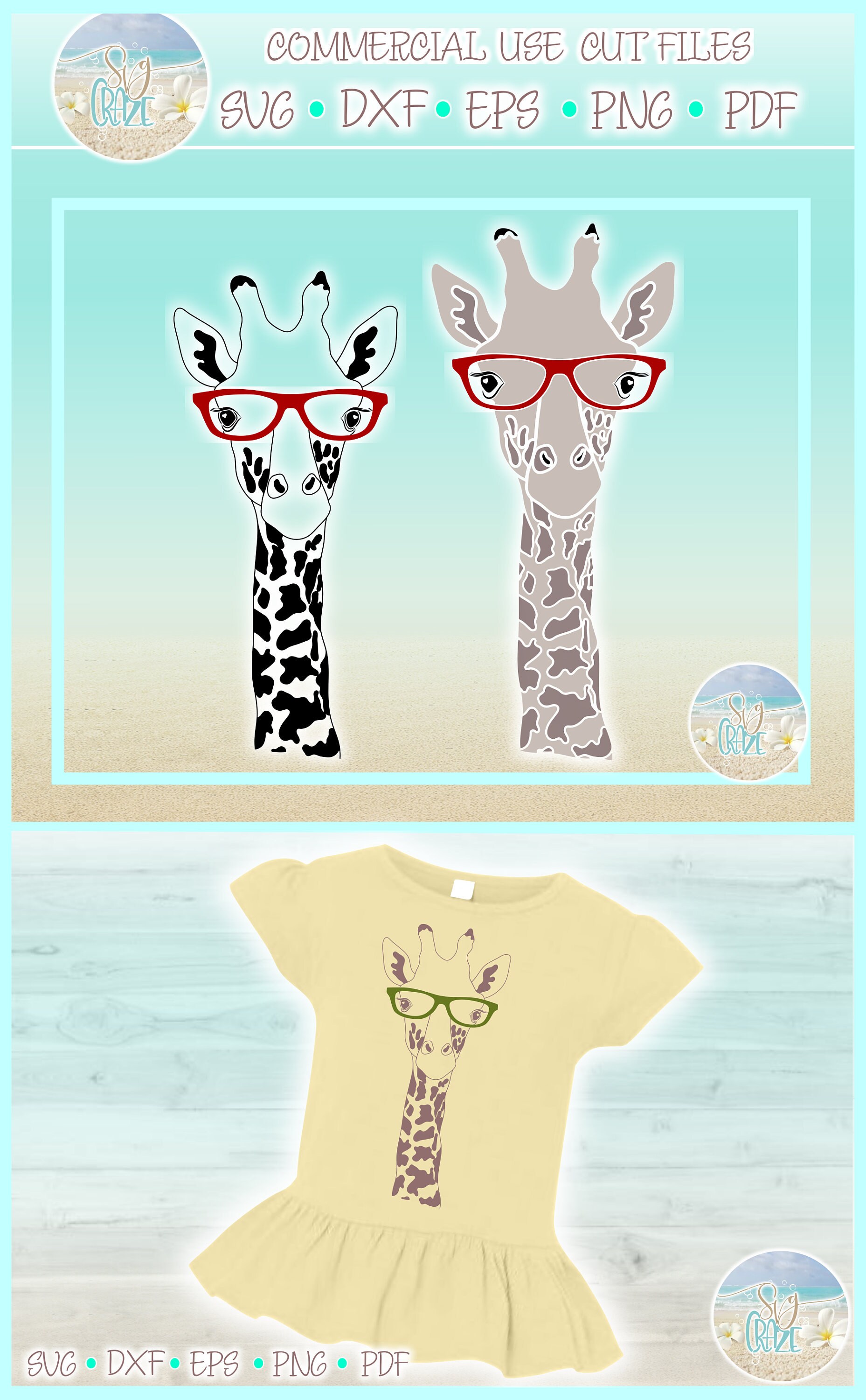 Download Giraffe With Glasses SVG Dxf Eps Png PDF files for Cricut ...