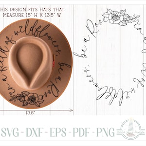 READY TO PRINT - Fits 15"x13.5" hats - Be A Rose Quote Hat Burning Design - For Pyrography - Printable Pdf & Word Doc