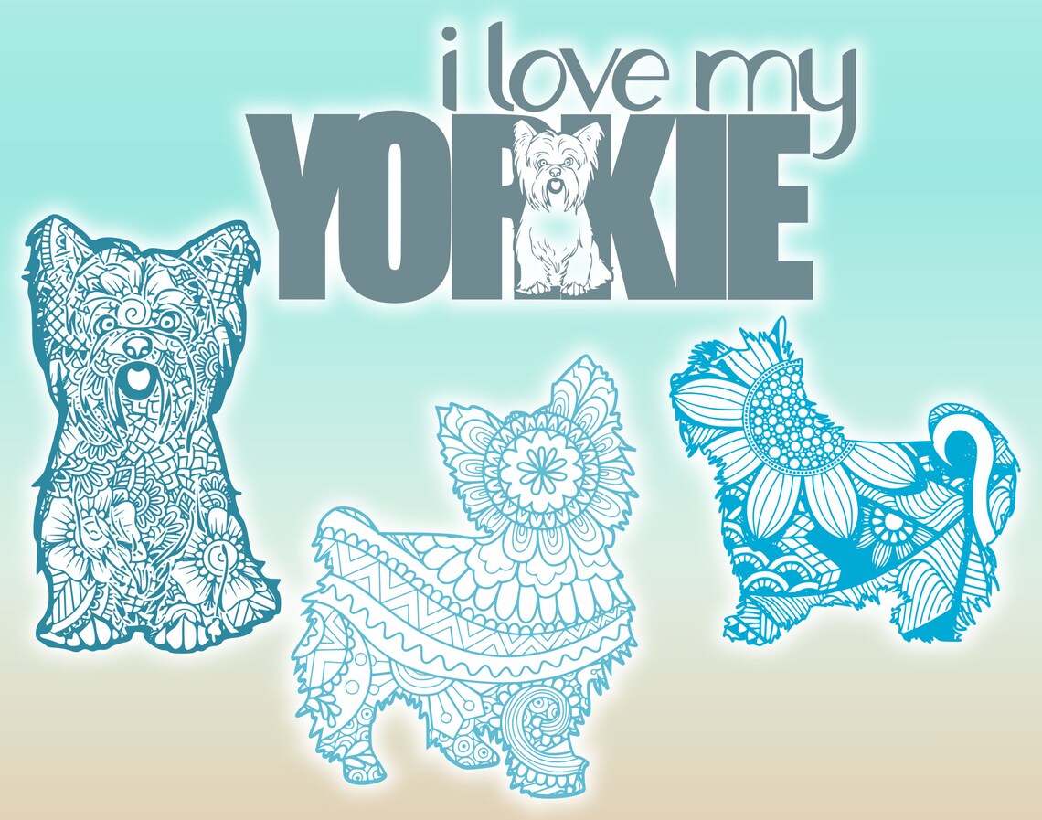 Download Yorkie Yorkshire Terrier Dog Mandala Zentangle Bundle SVG ...
