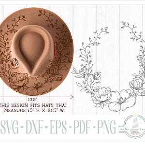 READY TO PRINT - Fits 15"x13.5" hats - Flowers Hat Burning Design - For Pyrography - Printable Pdf & Word Doc