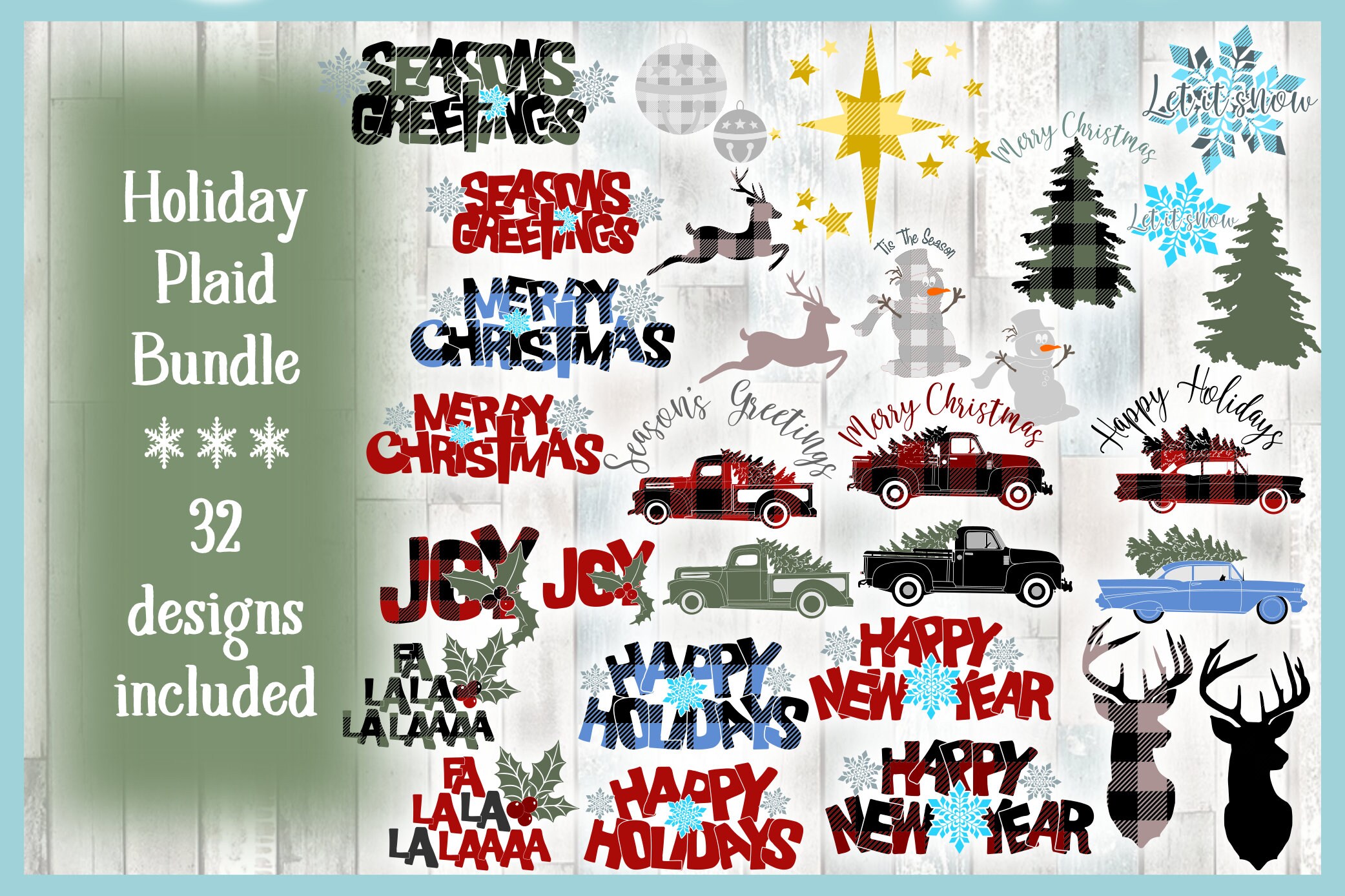 Christmas Buffalo Plaid Bundle SVG Files for Cricut Silhouette - Dxf ...