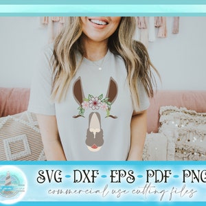 Lama gezicht met lineaire bloem swag hoofdband SVG-bestanden voor Cricut Silhouette - dxf eps pdf png inbegrepen - Kitty Kitten
