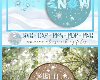 Christmas SVG | Let It Snow Round Sign SVG | Christmas Sign SVG | Round Sign Design