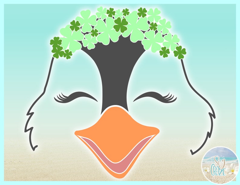 Dxf Eps Pdf Png Included Penguin Face With Clovers St Patricks Day SVG Files for Cricut Silhouette