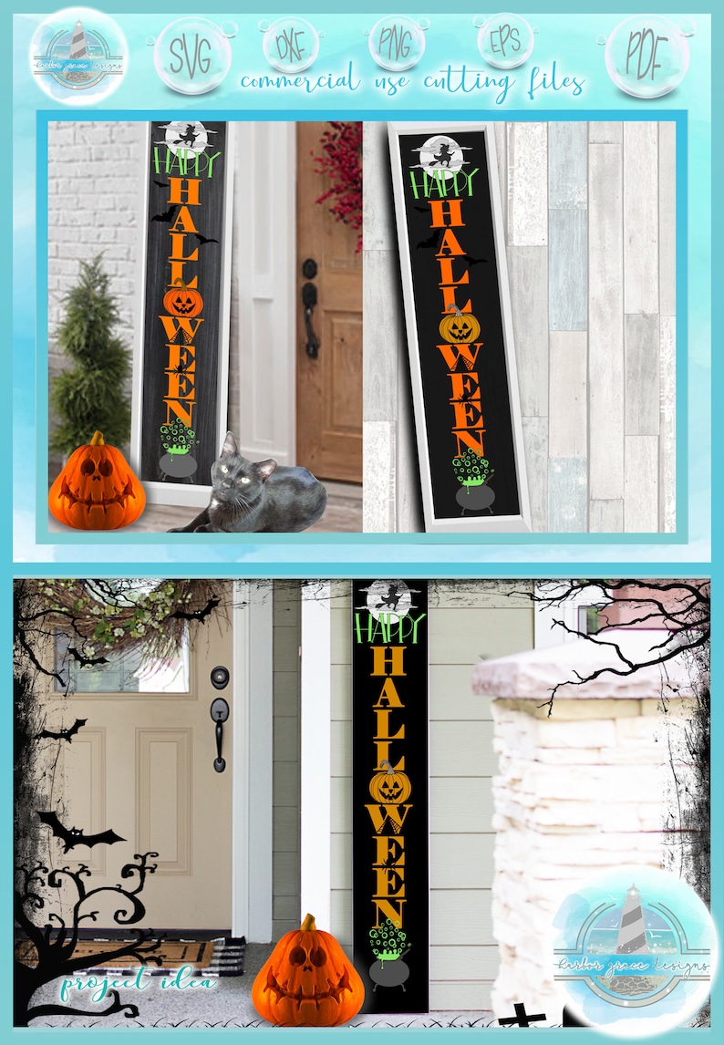 Download Happy Halloween Tall Vertical Front Porch Sign Quote SVG ...