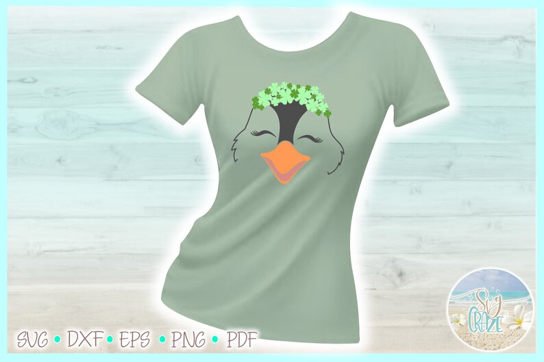 Dxf Eps Pdf Png Included Penguin Face With Clovers St Patricks Day SVG Files for Cricut Silhouette