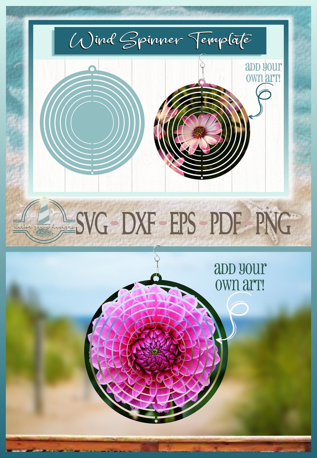 Circle Wind Spinner Template SVG Windspinner Svg Hanging Wind Spinners