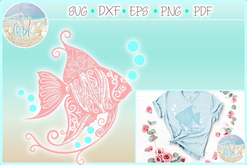 Download Angel Fish Mandala Zentangle SVG Files for Cricut ...