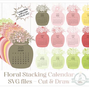 Kalender desktop SVG 2025, kalender knippen en tekenen 2025, kalender afdrukken en vervolgens knippen 2025, SVG-bestanden voor Cricut Joy, Cricut Maker, Cricut