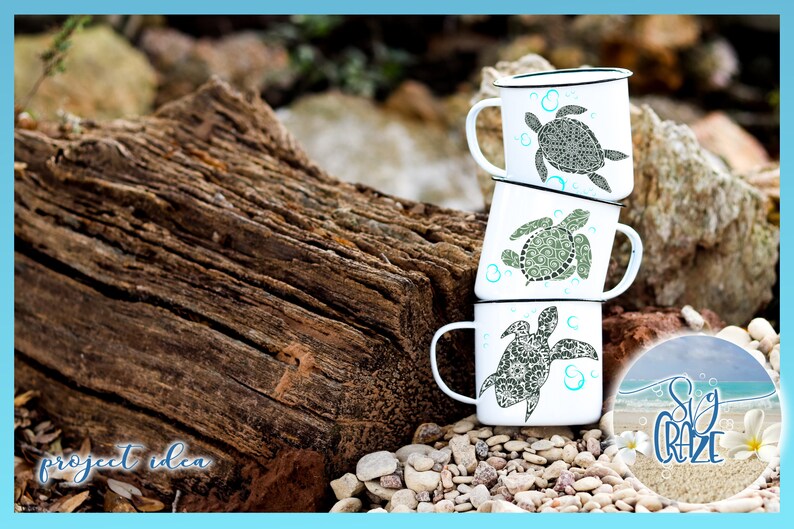 Download Turtle Family Mandala Zentangle SVG Files for Cricut | Etsy