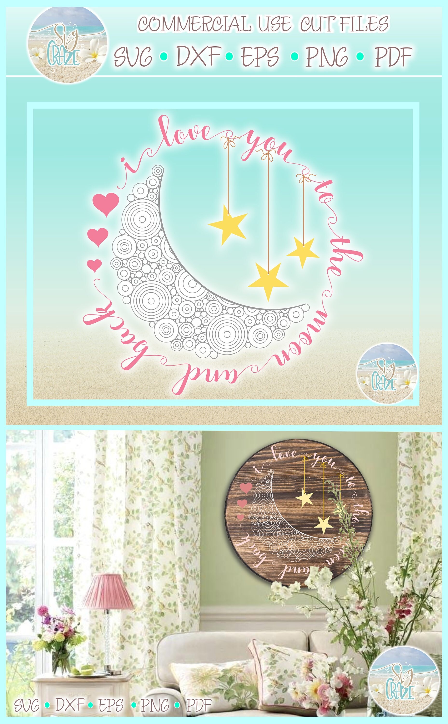 I Love You to the Moon and Back Valentines Day SVG Files for Cricut ...