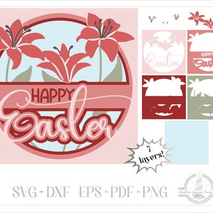 Frohe Ostern Layered SVG, Square Shadowbox Design