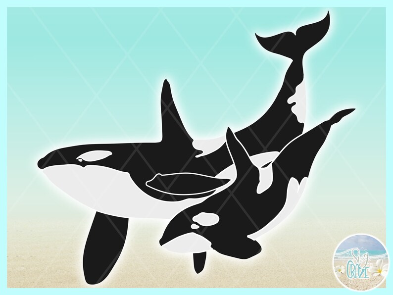 Download Orca Mother And Baby Calf Whale Nautical Ocean Animal SVG ...