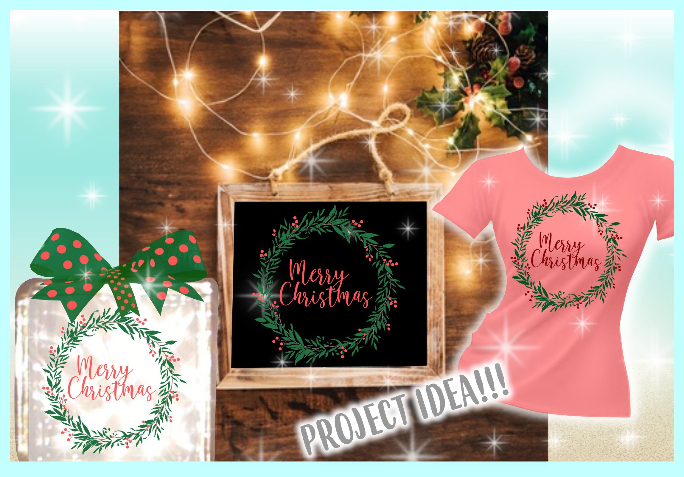 Merry Christmas Wreath Holiday SVG Files for Cricut Silhouette - Dxf ...