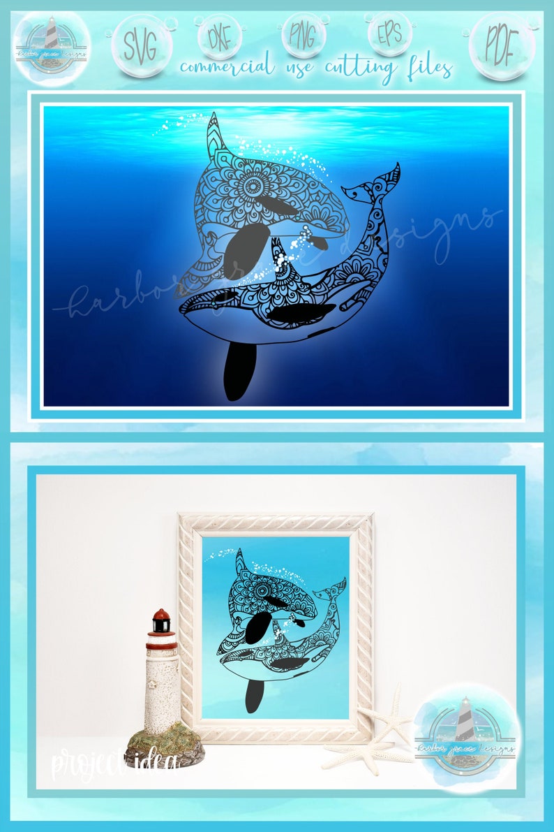 Download Orca Mandala Zentangle SVG Files for Cricut Silhouette Dxf ...