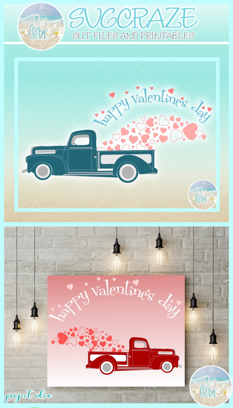Valentines Day Hearts Truck SVG Files for Cricut Silhouette | Etsy