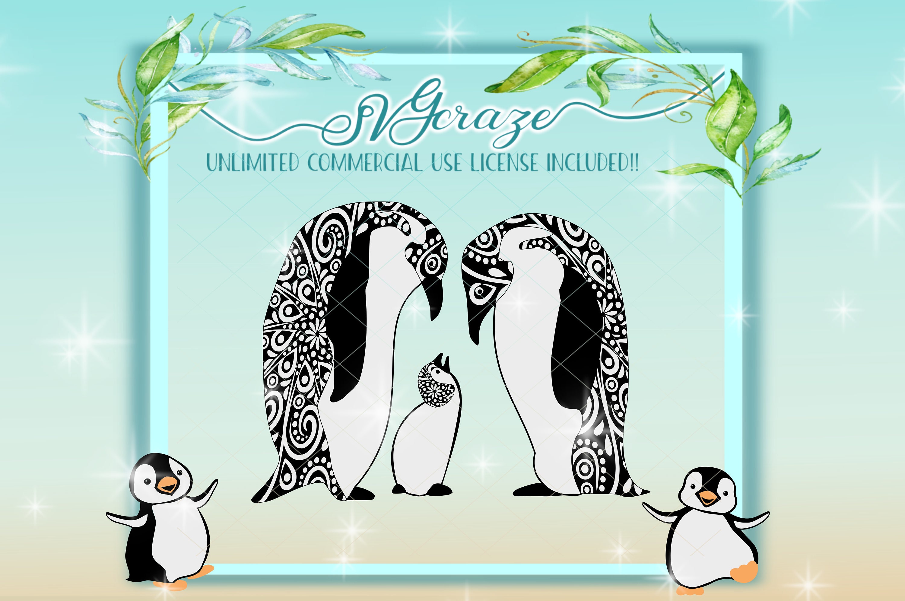 Download Penguin Mandala Svg Files Penguin Zentangle Penguin SVG | Etsy