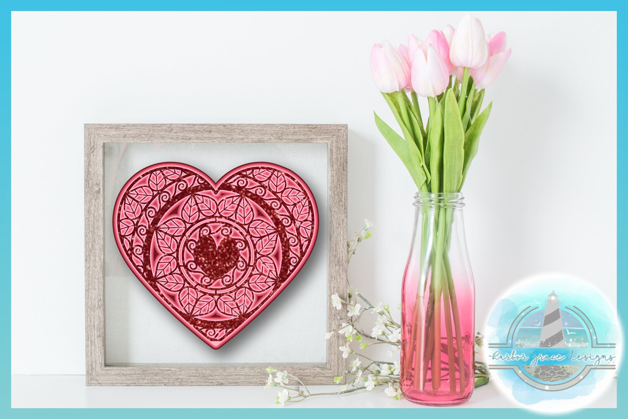 3D Valentines Day Heart Mandala SVG File | Multi Layered Mandala SVG ...