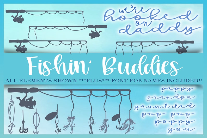 Download Fishing Buddies Hooked on Daddy Bundle SVG Files for Cricut | Etsy