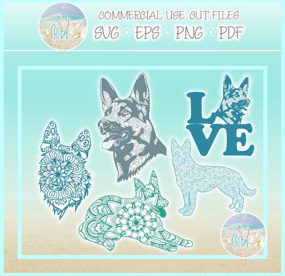 Download Free German Shepherd Dog Mandala Zentangle Svg Dxf Eps Pdf Png Etsy SVG Cut Files