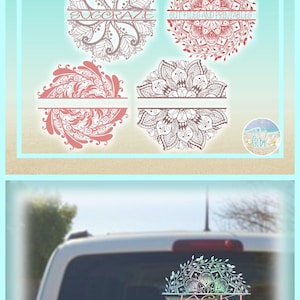 Ensemble de fichiers SVG et DXF (DXF, EPS, PDF, PNG) de mandalas Zentangle dessinés à la main, compatibles Cricut et Silhouette.