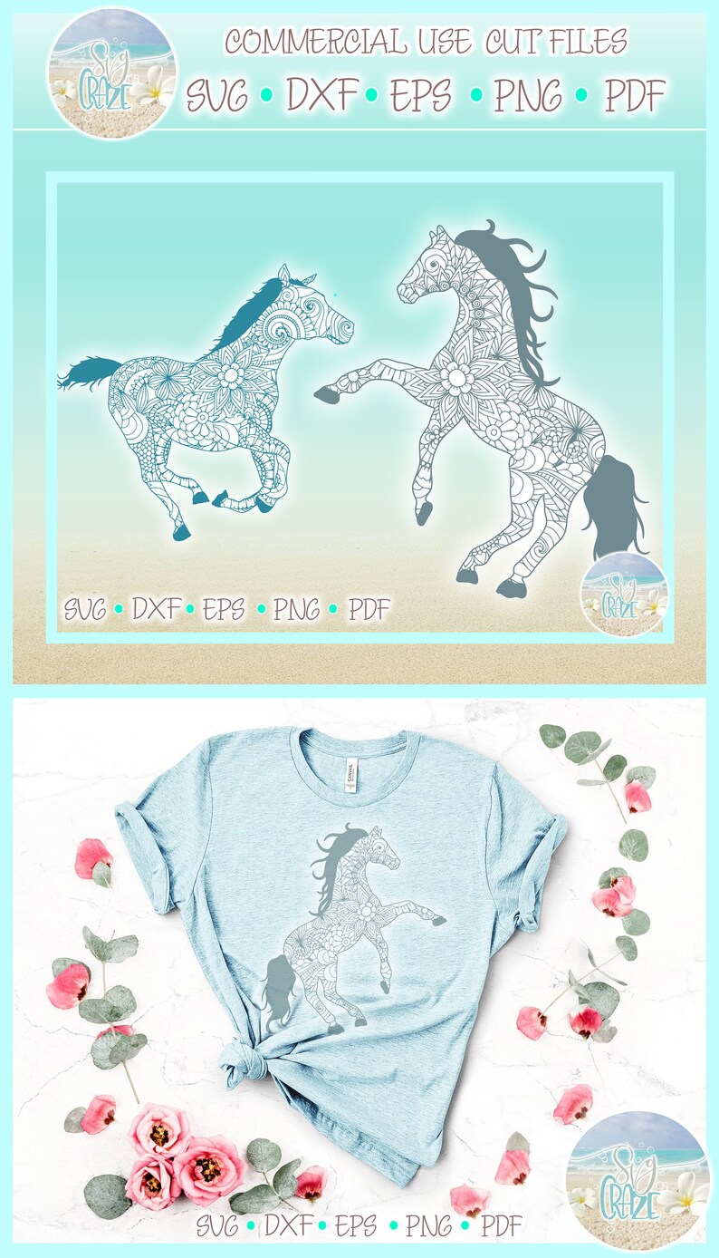 Download Horse Mandala Zentangle SVG Files for Cricut Silhouette ...