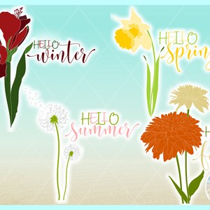 Hello Winter Spring Summer Fall Seasons SVG Files for Cricut Silhouette ...