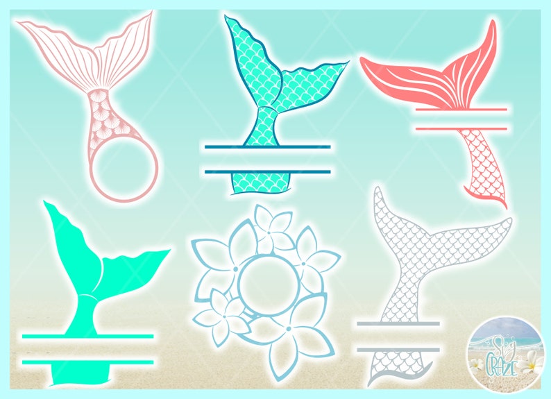 Download Mermaid Tail Monogram Split Frame Bundle SVG Files for ...