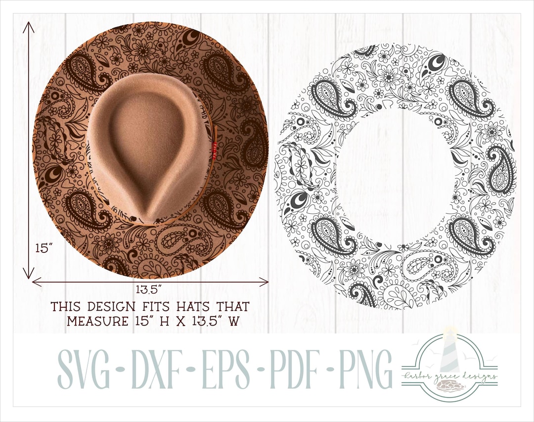 READY TO PRINT - Fits 15"x13.5" Hats - Paisley Hat Burning Design - for ...