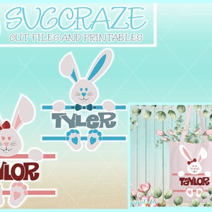 Easter Bunny Split Frame Boy Girl SVG Files for Cricut Silhouette - Dxf ...