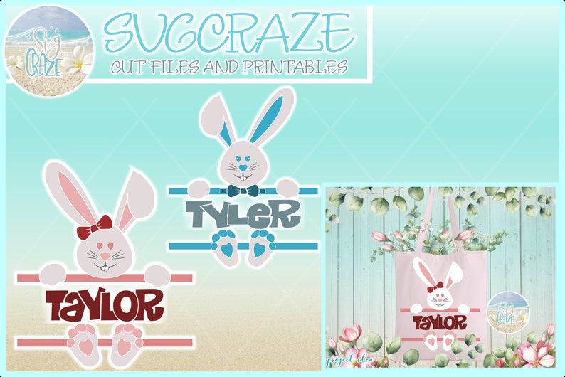Easter Bunny Split Frame Boy Girl SVG Files for Cricut | Etsy