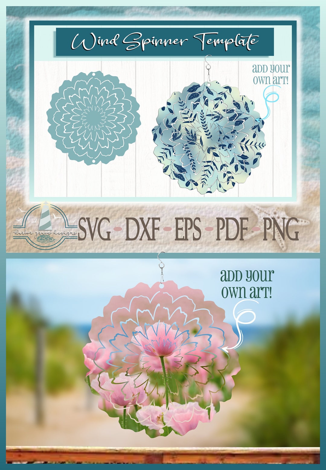 Floral Shape Wind Spinner Template SVG Windspinner Svg Hanging Wind