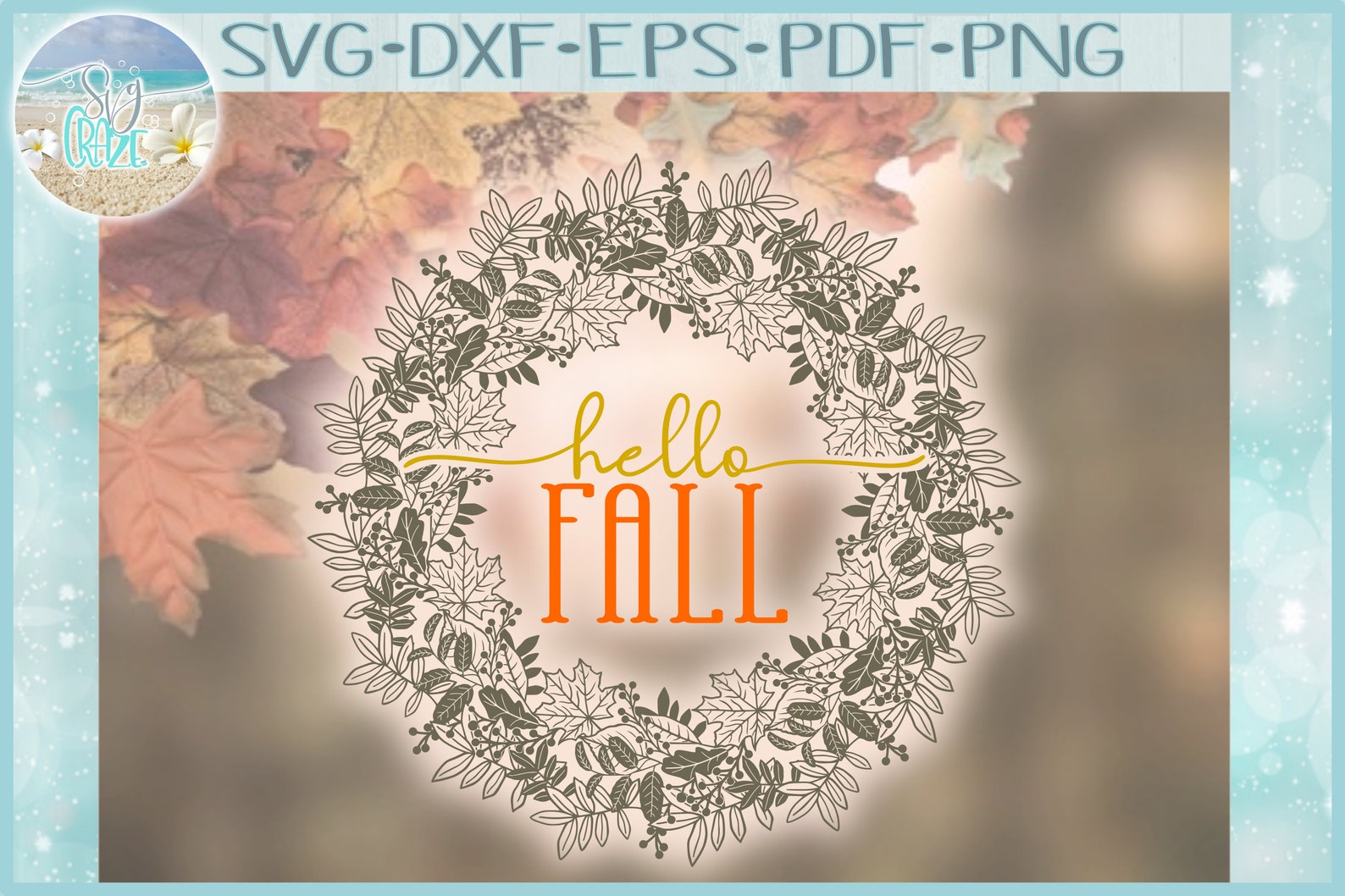 Download Hello Fall Leaf Wreath Autumn Mandala SVG Files for Cricut | Etsy