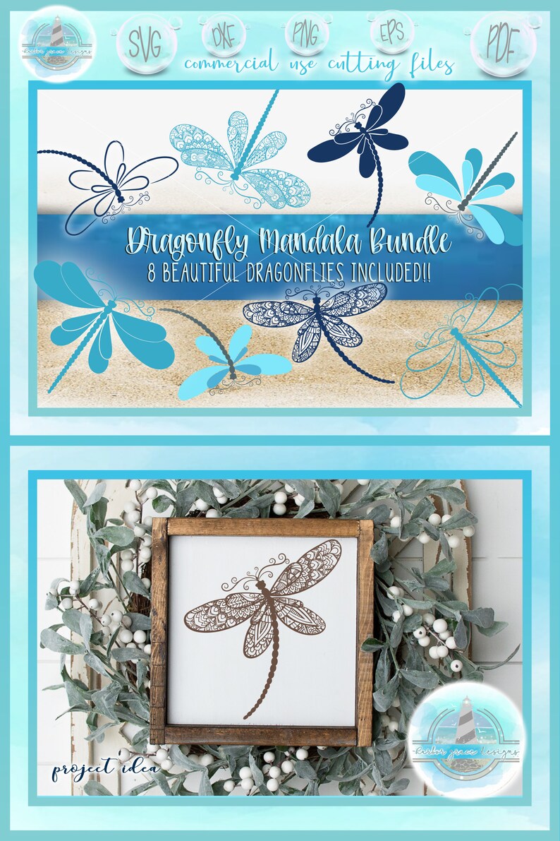 Download Dragonfly Mandala Zentangle Bundle SVG Files for Cricut | Etsy