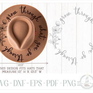Wachsen Sie durch, was Sie durch Zitat Hut-brennenden Design - für die Pyrographie - SVG Dxf Eps Pdf Png und Word-Dokument enthalten