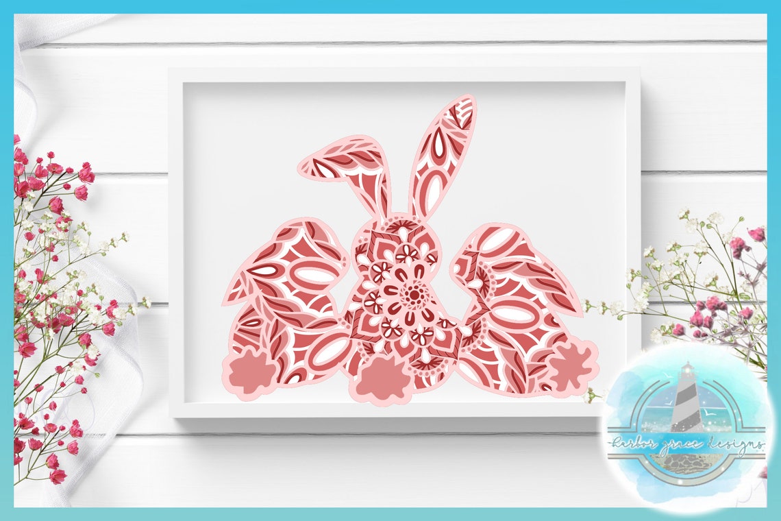 3D Easter Bunny Trio Mandala SVG File | Multi Layered Mandala SVG Files ...