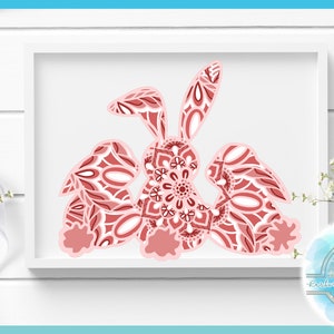 3D Easter Bunny Trio Mandala SVG File | Multi Layered Mandala SVG Files ...