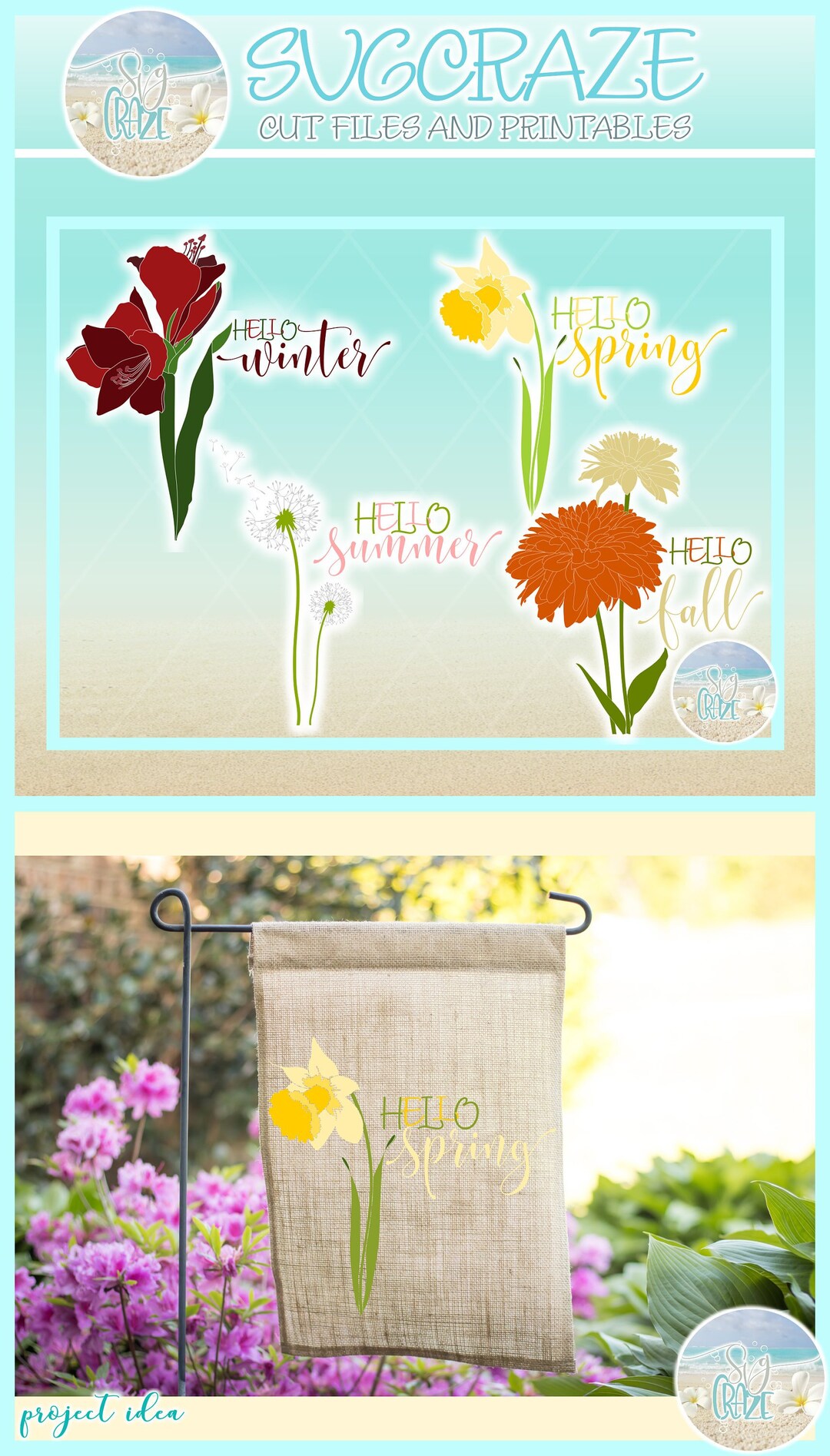 Hello Winter Spring Summer Fall Seasons SVG Files for Cricut Silhouette ...