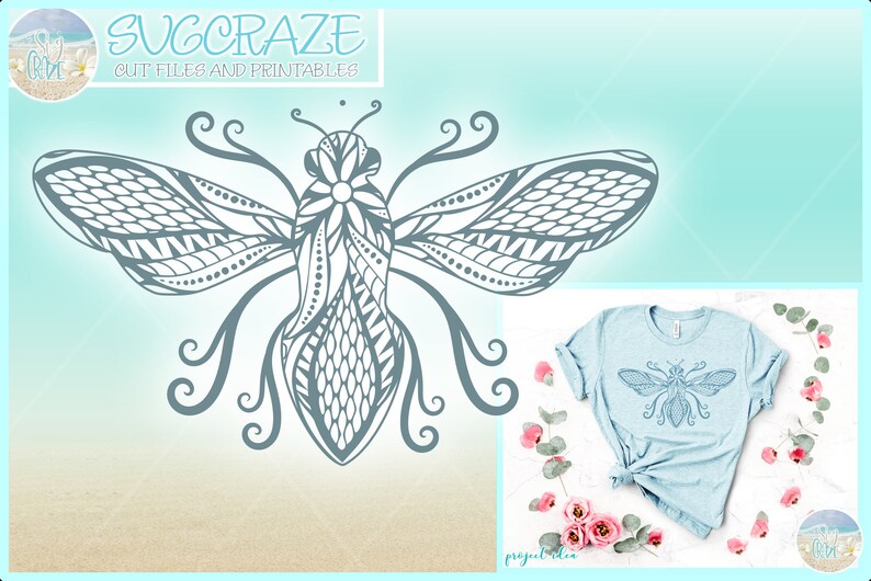 Download Beautiful Bumble Bee Mandala Zentangle SVG Files for Cricut | Etsy