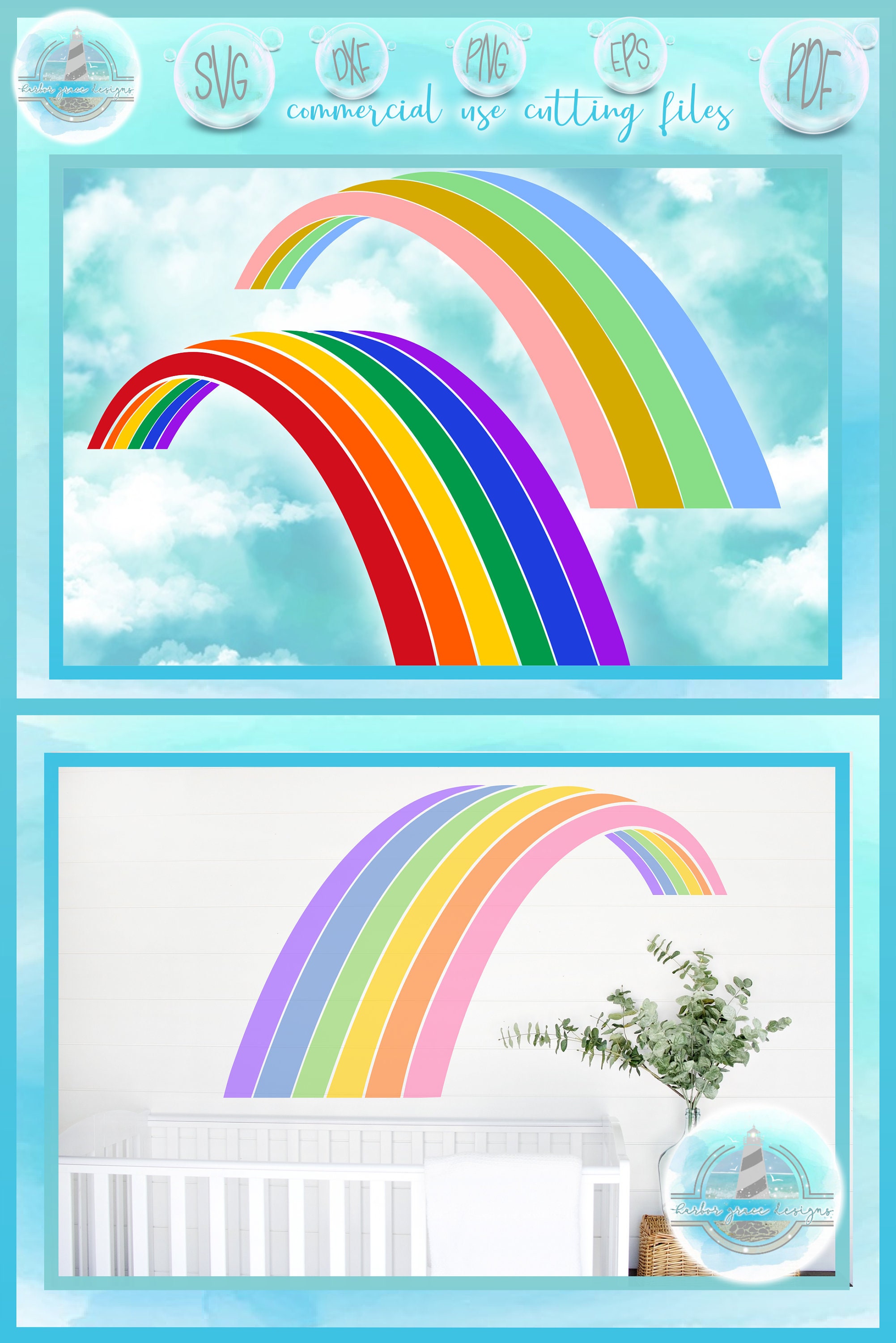 Rainbow Birthday Decorations, Pastel Rainbow Party Kit, Rainbow