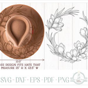 Krokus Frühling Blumenhut Brennendes Design - Für Pyrographie - SVG Dateien für Cricut Silhouette - Dxf Eps Pdf Png enthalten