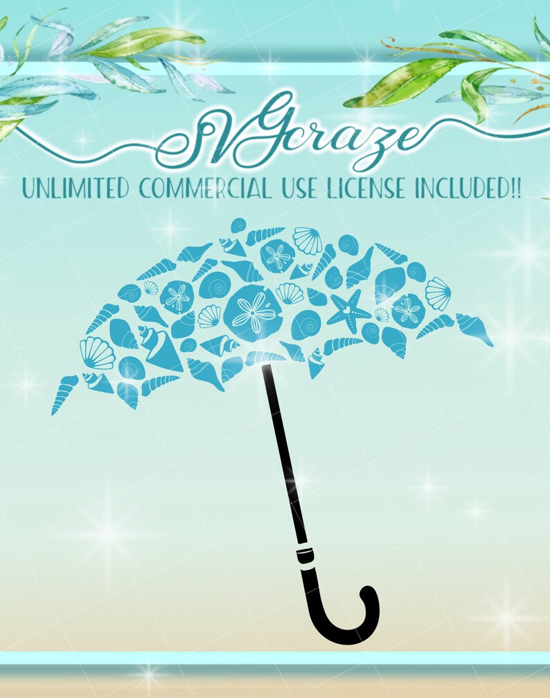 Download Seashell Umbrella SVG Files for Cricut Silhouette Dxf Eps | Etsy