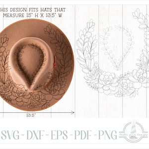 READY TO PRINT - Fits 15"x13.5" hats - Succulents Hat Burning Design - For Pyrography - Printable Pdf & Word Doc